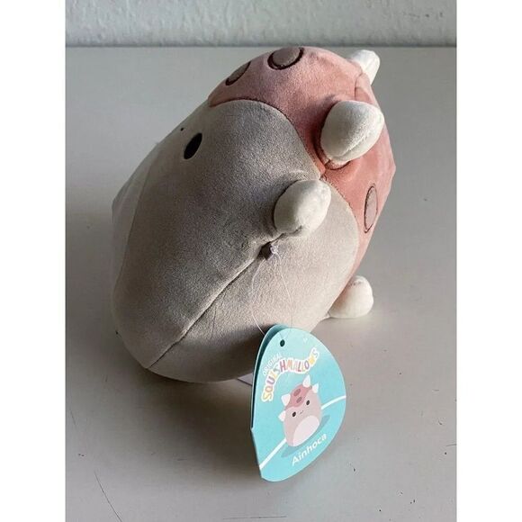 Squishmallows 8” AINHOCA Ankylosaurus Gray Taupe Brown Armored Dinosaur Soft NEW - Picture 3 of 9